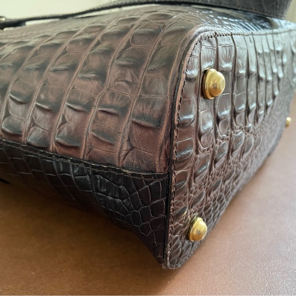 Brahmin EUC leather shoulder tote bag in brown and black with gold tone hardware - Picture 8 of 16